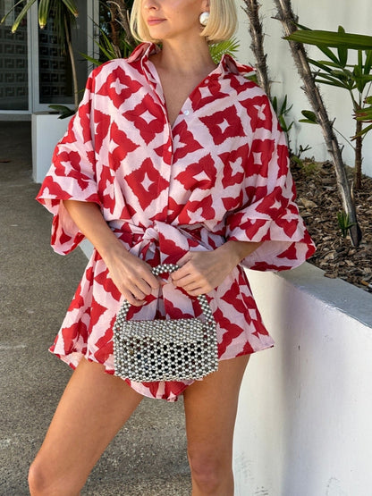 Printed Jumpsuit Shorts